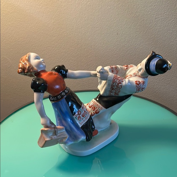 Colorful Herend Ceramic Dancing Couple Figurine